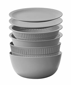 ライクイット (like-it) ざる ボウル 電子レンジ対応 Colander&Bowl 米とぎにも使える ザルとボール グレー 6点セット