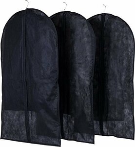 アストロ 衣類カバー ブラック ショートサイズ 3枚組 両面不織布 洋服カバー スーツカバー ファスナー式 底閉じタイプ 605-15