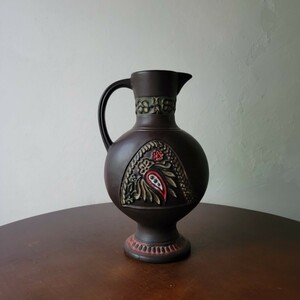 West Germany Pottery 60s 70s 西ドイツ 花瓶 花器 フラワーベース 花柄 幾何学模様 ミッドセンチュリー 北欧 モダン インテリア Fat Lava
