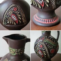 West Germany Pottery 60s 70s 西ドイツ 花瓶 花器 フラワーベース 花柄 幾何学模様 ミッドセンチュリー 北欧 モダン インテリア Fat Lava_画像7