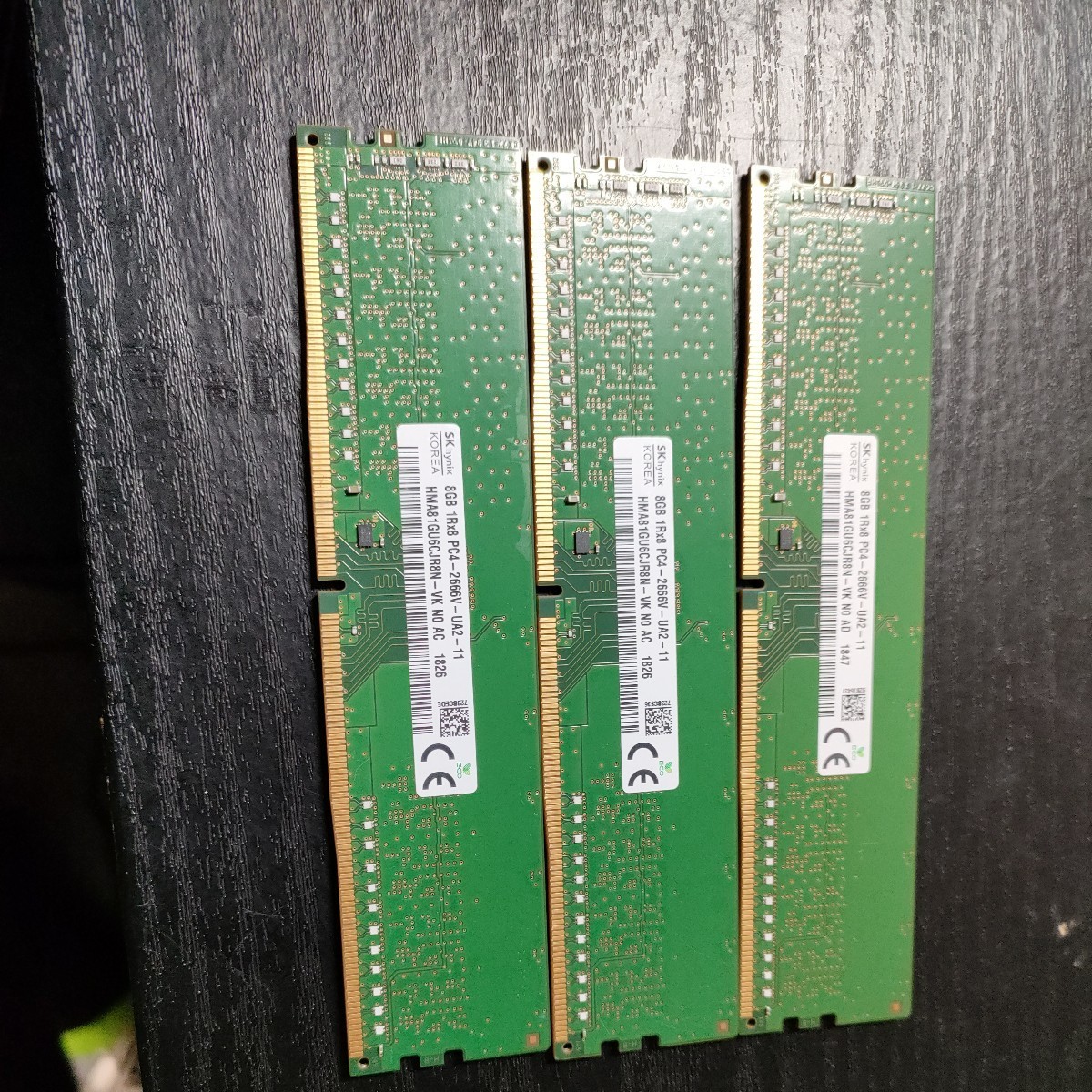 ⑫☆デスクトップ用メモリ SK hynix 8GB 1R×8 PC-4-2666V-UA2-11 3枚