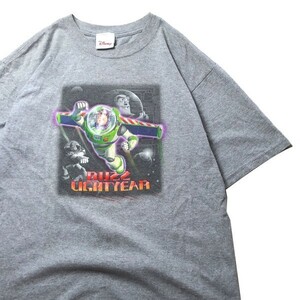 超名作! 90s 00s BUZZ LIGHTYEAR バスライトイヤー トイストーリー ディズニー キャラクター ムービー Tシャツ グレー メンズ 激レア 希少