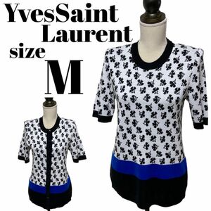 【高級】Yves Saint Laurent イヴサンローラン アンサンブル 総柄 ニット セーター カーディガン Mサイズ