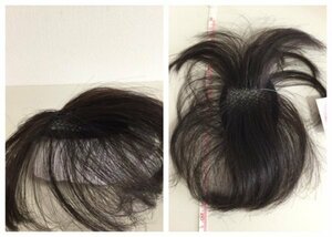 OWG50-2　②　展示品 　 人毛100％ ハンドメイド 軽やかヘアピース　部分ウイッグ 白髪隠し　ボリュームアップ