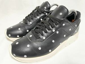 希少 美品 ディオール オム DIOR HOMME ドット柄 水玉模様 レザー ローカット スニーカー 42 26.5～27cm前後 紐付き メンズ シューズ 靴 黒