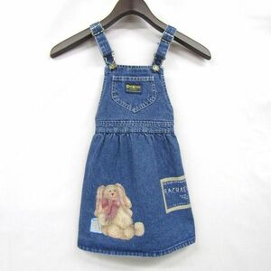 USA made Kids size 4 OSHKOSH Denim jumper skirt animal rabbit woman . Oshkosh old clothes Vintage 3AU2110