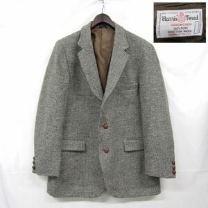 サイズ ？ Harris Tweed STAFFORD ツイード ウール テーラード ジャケット ブレザー グレー系 ハリスツイード 古着 ビンテージ 3AU2203