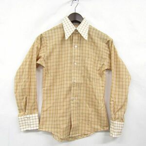 新品未使用 60s 70s キッズ サイズ 12 417 VAN HEUSEN 長袖 チャック シャツ ブラウン ベージュ ヴァンフューゼン 古着 ビンテージ 3AU2709