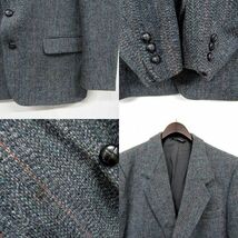 カナダ製 サイズ 42REG Harris Tweed ツイード ウール テーラード ジャケット ブレザー ハリスツイード グレー系 古着 ビンテージ 3AU2807_画像5