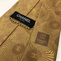 N)★CHANEL/シャネル ネクタイ イエロー 全長144cm 剣先9.0cm★シルク100% ブランド メンズ スーツ 服飾小物 G2029_画像5