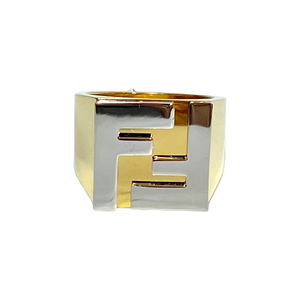 FENDI フェンディ リング 指輪 1621 シグネット FFロゴ アクセサリー ロゴ GP ゴールド シルバー [サイズ M　約21号]