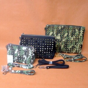 h1001 GLAM JAM gram jam studs bag camouflage pattern large small black color 3 point together /100