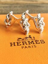 ☆超希少美品☆ 鏡面磨き仕上げ HERMES エルメス ヴィンテージ ヌー ロープ カフリンクス カフス カフスボタン 送料無料 Ag925_画像5