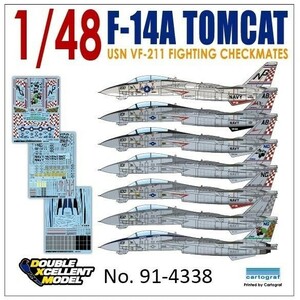 DXMデカール 91-4338 1/48 USN F-14A Tomcat VF-211 Checkmates