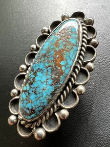 NAVAJO [OLD PAWN]1970's Nevada Blue Turquoiseneba double -* turquoise ring 20 number Indian jewelry Navajo ho pi