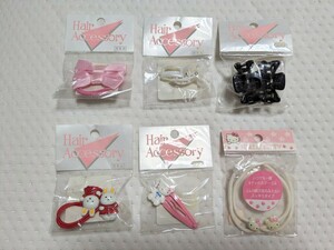 [ including carriage new goods unopened ] pretty . rubber pin 6 sack set set sale right on black white clip / pink ribbon / Sanrio Kitty /.. san /...