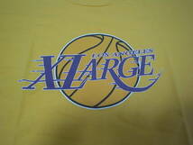 希少 レア 90s 古着 旧タグ XLARGE エクストララージ Los Angeles Lakers(ロサンゼルス・レイカーズ) パロディ Tシャツ Mサイズ 黄_画像2