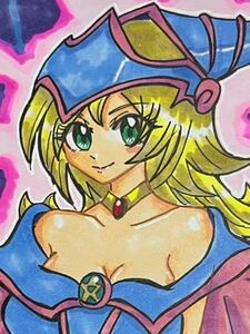 Art hand Auction Hand-drawn illustration black magician girl medium colored paper, comics, anime goods, hand drawn illustration