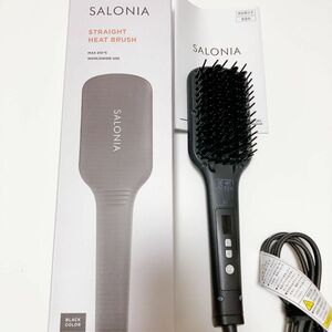 SALONIA ストレートヒートブラシ　ブラック ストレートブラシ ヘアアイロン ストレートアイロン