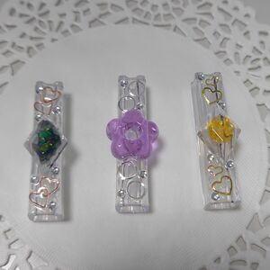 鉛筆キャップ⑦　レジン　宝石　お花　文房具　キャップ　鉛筆　RiRiNail　雑貨　キラキラ