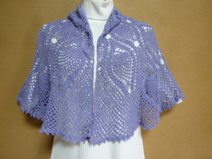  hand made hand-knitted race . needle braided purple shawl shoulder ..