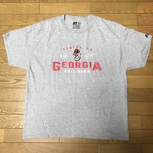 NCAA GEORGIA BULLDOGS MEN’S SHORT SLEEVE T-SHIRTS (RUSSELL) size-XL(着丈70身幅60) 中古(美品) 送料無料 NCNR