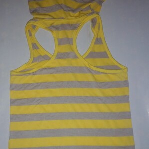 長期保管品 未使用(※紙タグ一部切り取り、紙タグにシミあり!) INGNI First フード付きボーダータンク L(140) イエロー/グレー