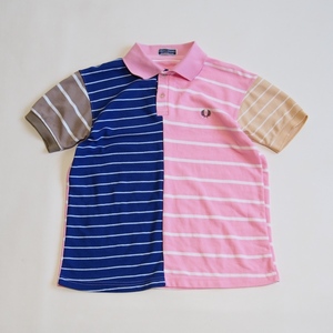 80s FRED PERRY Fred Perry k Lazy pattern polo-shirt * American Casual 80 period Old 