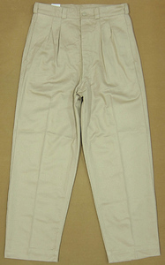  France army type M-52 chinos khaki 22§lovev§pt§ waist 78cm two tuck pants cotton tiger u The - military wide pants 