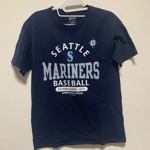 US古着 マリナーズ Tシャツ 半袖 フロントプリント ネイビー 野球 MLB