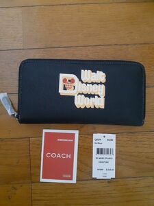 タイムセール！コーチ長財布 ディズニーワールド黒ラウンドファスナーCOAChcoach