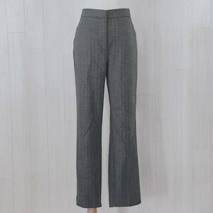 AS1020 美品 ZARA ザラ レディース ボトムス カジュアルパンツ ロング丈 背面ウエストゴム Mサイズ ブラック 黒 グレー 灰 ストライプ 春秋