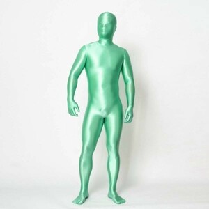 全身タイツ 超光沢 緑 男性女性兼用 XSサイズ ゼンタイ コスプレ ZENTAI レオタード ボディースーツ 仮装 イベント コスチューム 戦隊