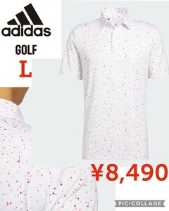 【新品特価】adidasGOLFアディダスゴルフ●フラッグプリント半袖ポロシャツ●L●8490円●HA6119アマゾン以下特価●送料込●カジュアル人気