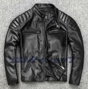 超人気★レザージャケット 上品　本革 牛革　ライダースジャケット メンズファッション バイクジャケット 　革ジャン S～4XL