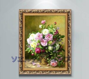 美品★油彩 静物画　廊下壁画　 　　薔薇 ローズ　応接間掛画 玄関飾り 　装飾画