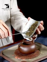 紫砂陶器の急須 茶色の柄付きティーポット 粒の質感 手づくり カンフーティー茶器_画像2