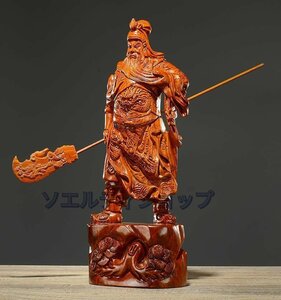 極上木彫り 高30cm 　精密彫刻　極上品　仏師で仕上げ品 武財神　三国志　関羽像
