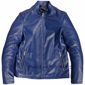 ライダースジャケット レザージャケット 牛革 ヴィンテージ 本革 革ジャン メンズファッション 紺 選択3XL