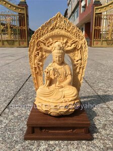 最新作 仏教美術 観音仏像 総檜材 極上品 木彫り 精密彫刻 仏師で仕上げ品 高さ26cm