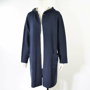5000-II00150* Nimes NIMES* autumn outer! meat thickness knitted material . comfortable eminent! navy blue navy with a hood . long cardigan knitted coat 