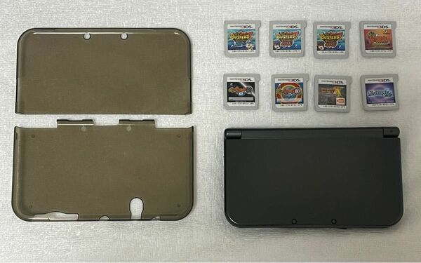 New Nintendo 3DSLL メタリックブラック＆ソフト8点＆カバーケース＆充電コードセット