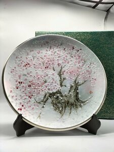 ◆豪華 七宝焼き 丸桜 飾皿 直径45cm USED保管美品◆