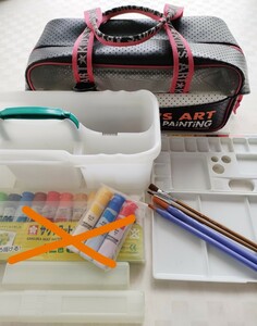 6 month price increase paints set Sakura watercolor painting material set H black storage bag * Palette * water inserting * writing brush inserting * writing brush ( flat writing brush, small writing brush attaching )