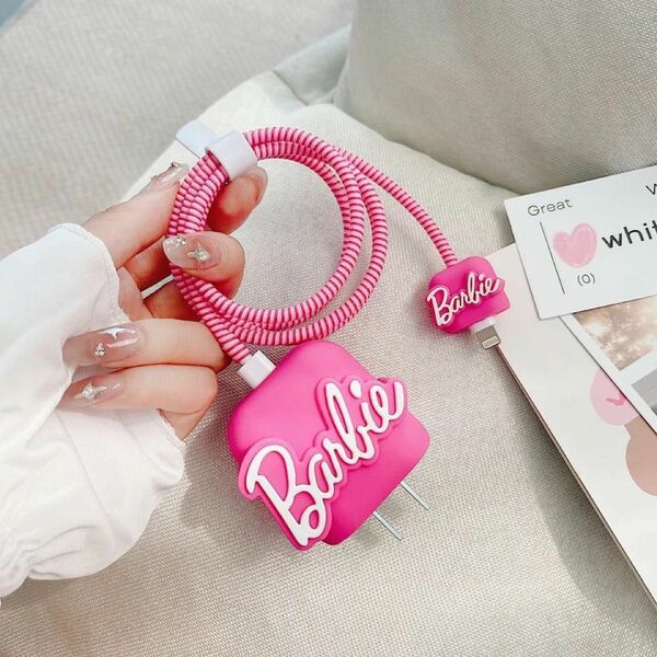 iPhone アンドロイド 充電器カバー 20W バービー Barbie かわいい ピンク 韓国 充電器ケース ギャラクシー