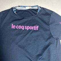ルコックスポルティフ le coq sportif 紺 ネイビー ゴルフ トレーニング 半袖Tシャツ 女性用Oサイズ_画像2
