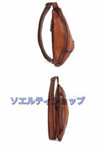 新入荷★レトロ風 左右肩掛け替え 本革 メンズ ボディバッグ ヌメ革 牛革 レザー ワンショルダーバッグ おしゃれ 自転車 鞄_画像3