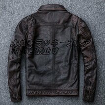 実用★牛革レザージャケット シングルライダース 革ジャン カウハイド 機関車 バイクレザー メンズファッション アメカジ S～3XL F1649_画像3