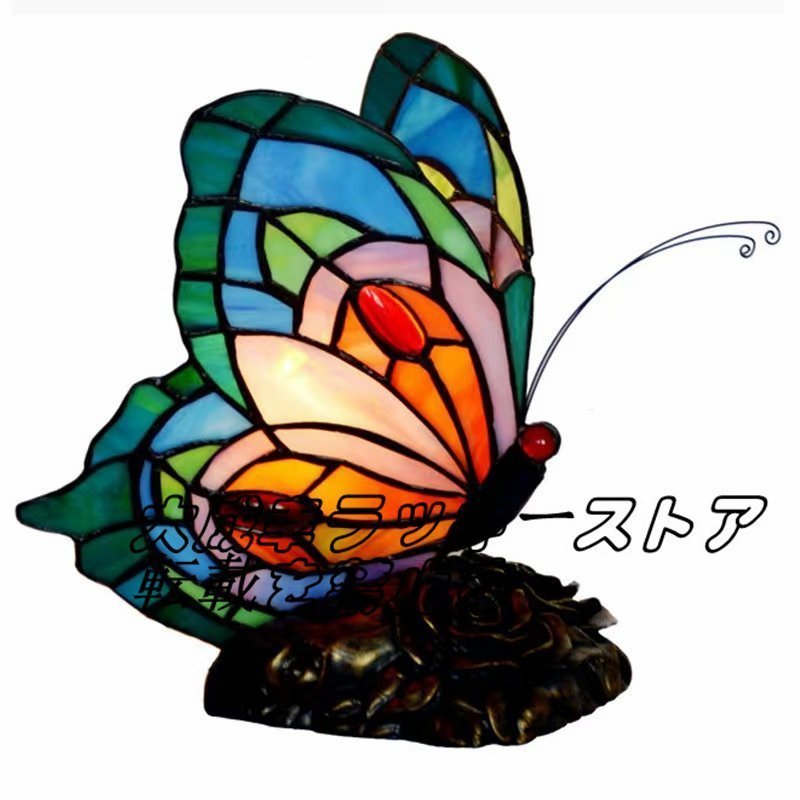 Beliebte Empfehlung Glasmalerei Lampe Tischlampe Mosaik gebeizt Schmetterling handgefertigt antike Vintage Schreibtischlampe F836, Erleuchtung, Tischlampe, Tischständer