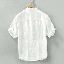 半袖シャツ 上質 リネンシャツ メンズ Tシャツ 新品 亜麻 切り替えボーダー 夏 サマー 半袖シャツ 麻シャツ 心地良しＭ～3ＸＬ　黒_画像4